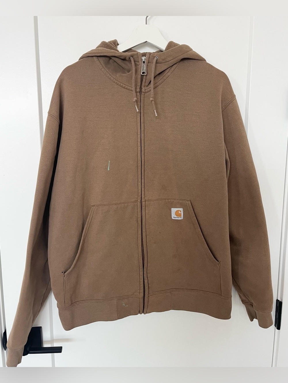 Carhartt Midweight Full Zip Hoodie Mens Size Large Brown *stains*